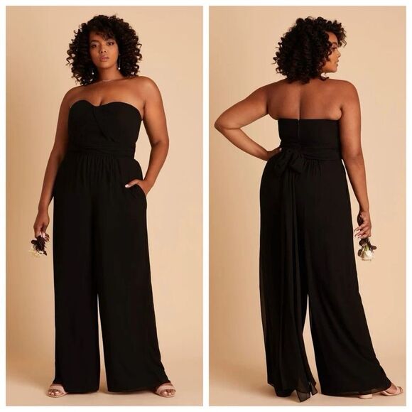 SOLD Birdy Grey Gigi Convertible Black Chiffon Bridesmaid Jumpsuit Size Medium - Picture 3 of 16